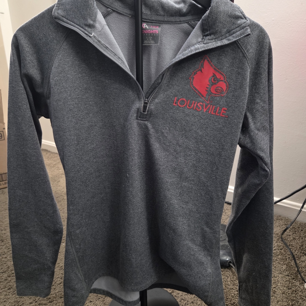 Knights Apparel Gray and Red Quarter-Zip Jacket